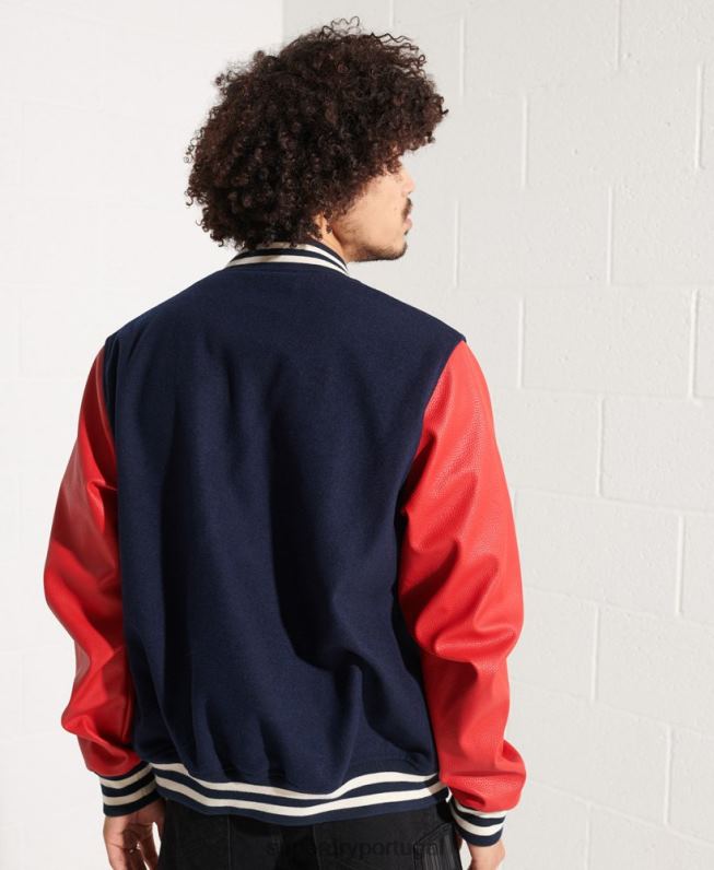 jaqueta de beisebol do time do colégio de lã homens marinha roupas Superdry 2208H4628