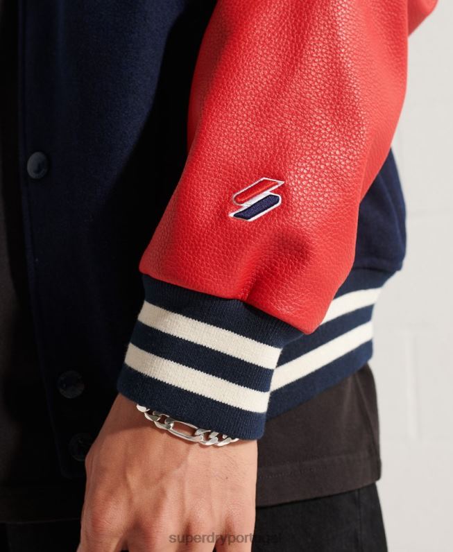 jaqueta de beisebol do time do colégio de lã homens marinha roupas Superdry 2208H4628