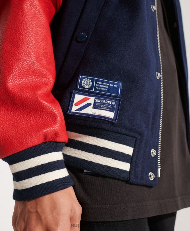 jaqueta de beisebol do time do colégio de lã homens marinha roupas Superdry 2208H4628