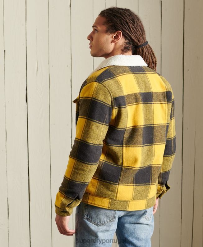 jaqueta de caminhoneiro sherpa de lã salteador homens ouro roupas Superdry 2208H4593