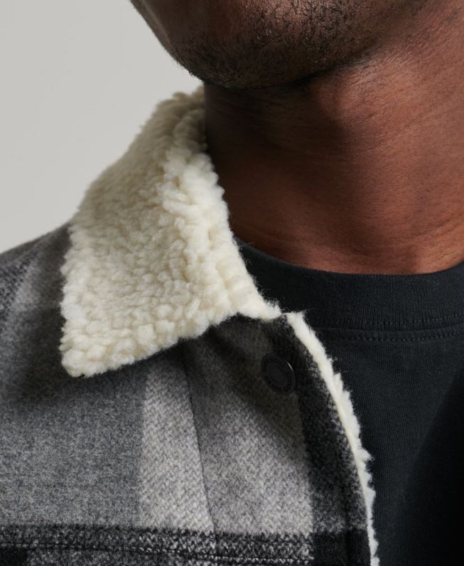 jaqueta de caminhoneiro sherpa de lã salteador homens preto roupas Superdry 2208H4671