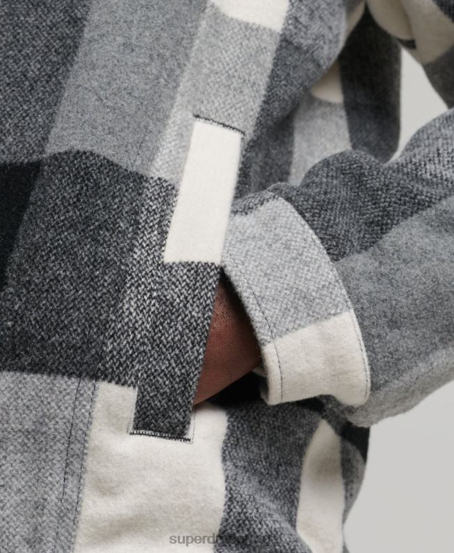 jaqueta de caminhoneiro sherpa de lã salteador homens preto roupas Superdry 2208H4671