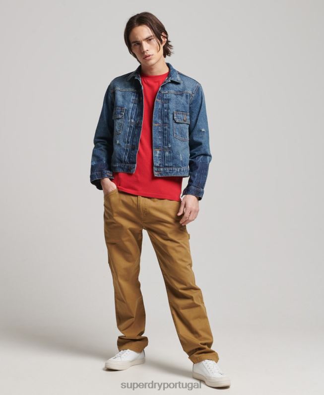 jaqueta de caminhoneiro trabalhador vintage homens azul escuro roupas Superdry 2208H4617