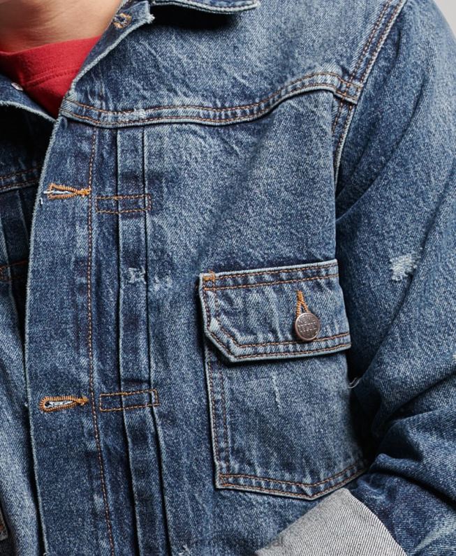 jaqueta de caminhoneiro trabalhador vintage homens azul escuro roupas Superdry 2208H4617