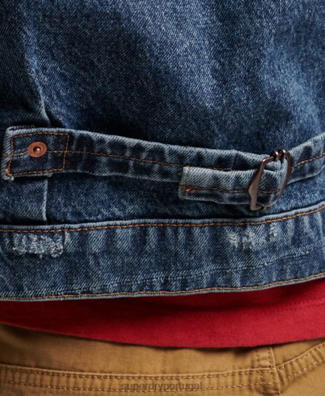 jaqueta de caminhoneiro trabalhador vintage homens azul escuro roupas Superdry 2208H4617