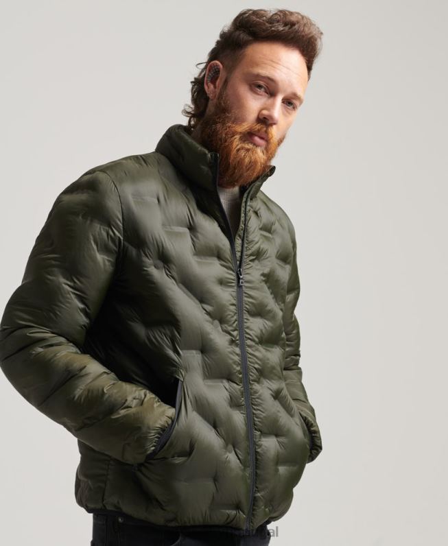 jaqueta de colcha de vedação térmica homens verde roupas Superdry 2208H4650
