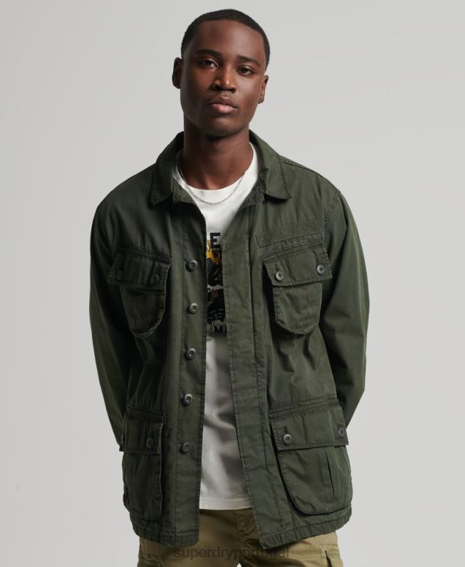 jaqueta de combate tropical homens verde roupas Superdry 2208H4701
