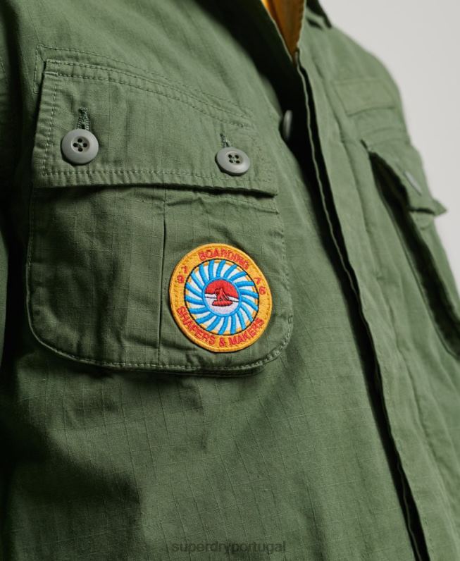 jaqueta de combate tropical homens verde roupas Superdry 2208H4702
