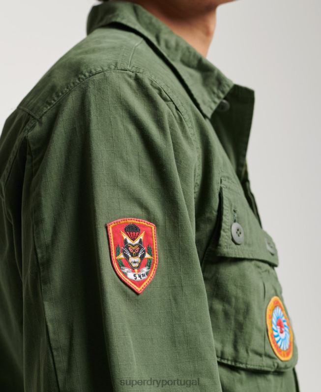 jaqueta de combate tropical homens verde roupas Superdry 2208H4702