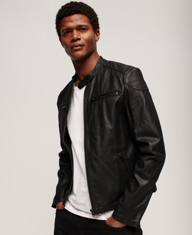 jaqueta de corrida jeans revestida vintage homens preto roupas Superdry 2208H945