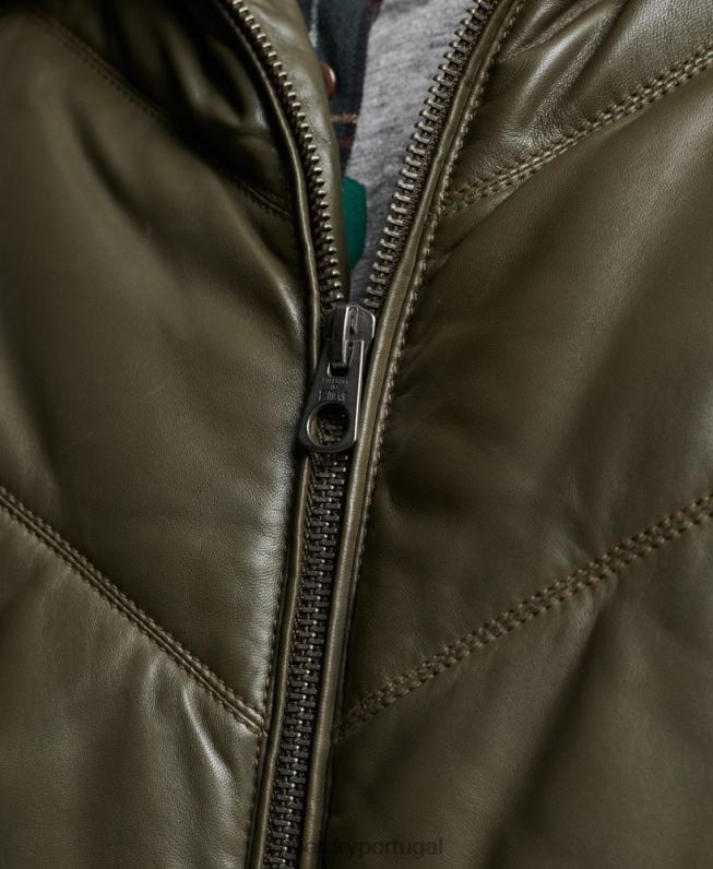 jaqueta de couro Heritage homens verde roupas Superdry 2208H4666