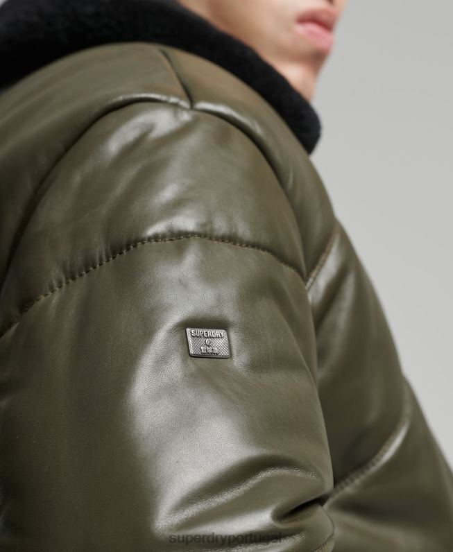 jaqueta de couro Heritage homens verde roupas Superdry 2208H4666