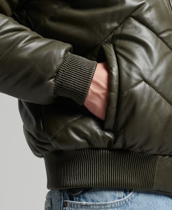 jaqueta de couro Heritage homens verde roupas Superdry 2208H4666