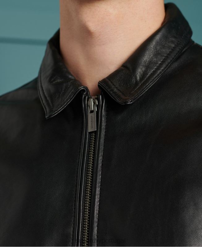 jaqueta de couro leve curtis homens preto roupas Superdry 2208H4608