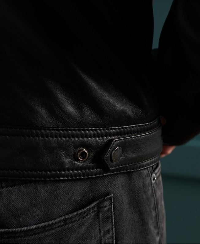 jaqueta de couro leve curtis homens preto roupas Superdry 2208H4608