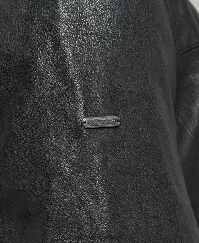 jaqueta de couro slim fit coach homens preto roupas Superdry 2208H948