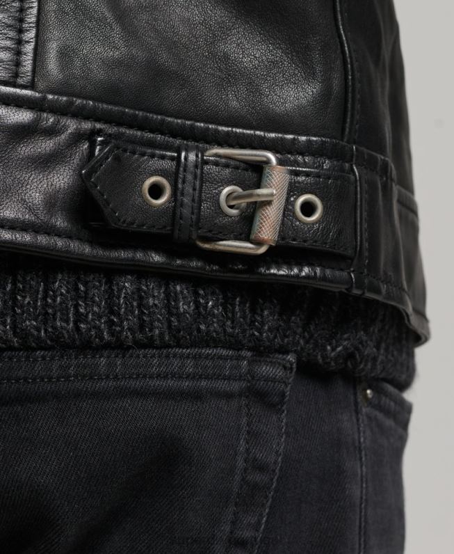 jaqueta de couro slim fit coach homens preto roupas Superdry 2208H991