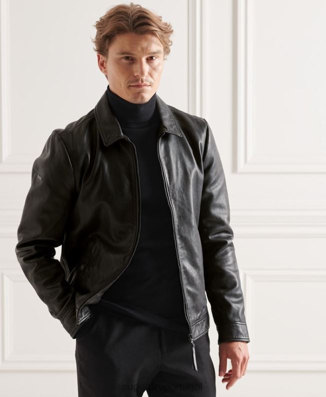 jaqueta de couro studios coach homens preto roupas Superdry 2208H4781