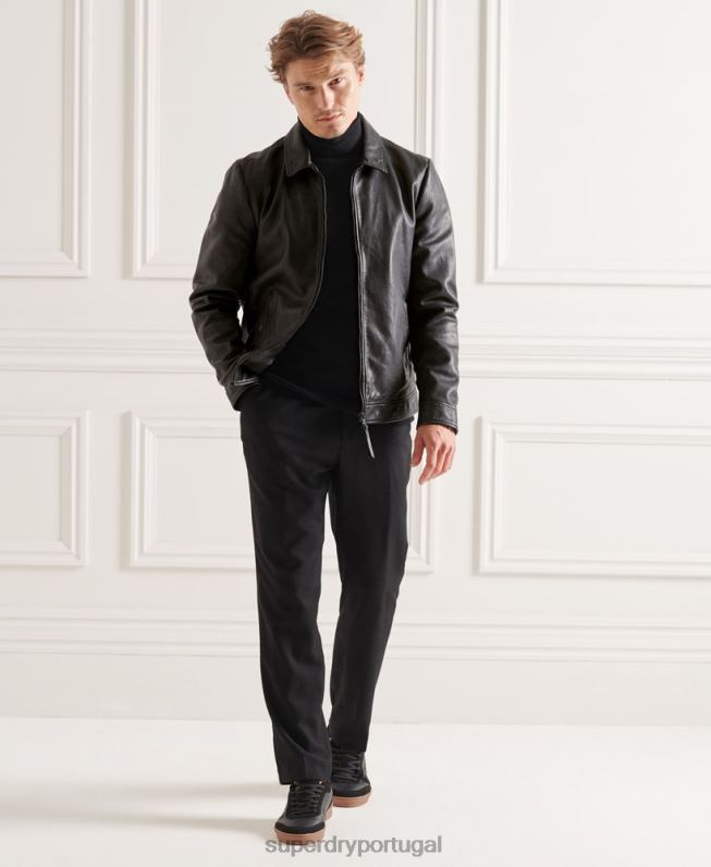 jaqueta de couro studios coach homens preto roupas Superdry 2208H4781