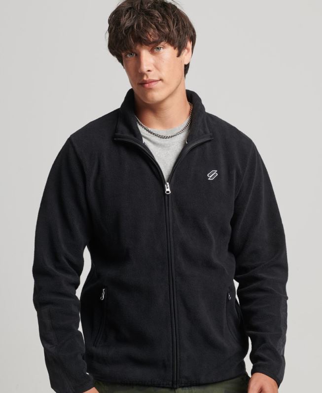 jaqueta de lã com zíper com logo homens preto roupas Superdry 2208H4996