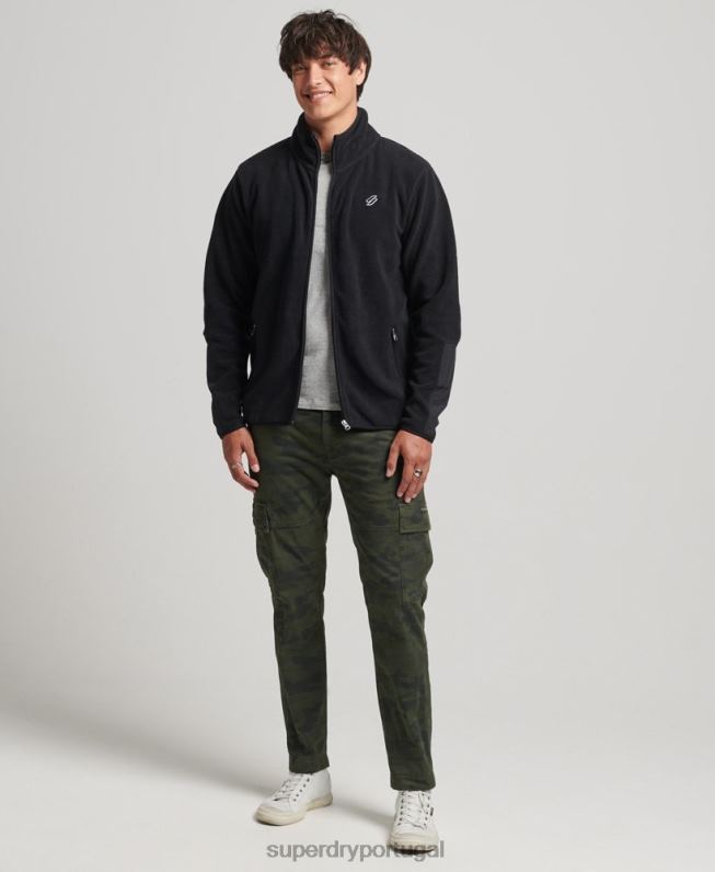 jaqueta de lã com zíper com logo homens preto roupas Superdry 2208H4996