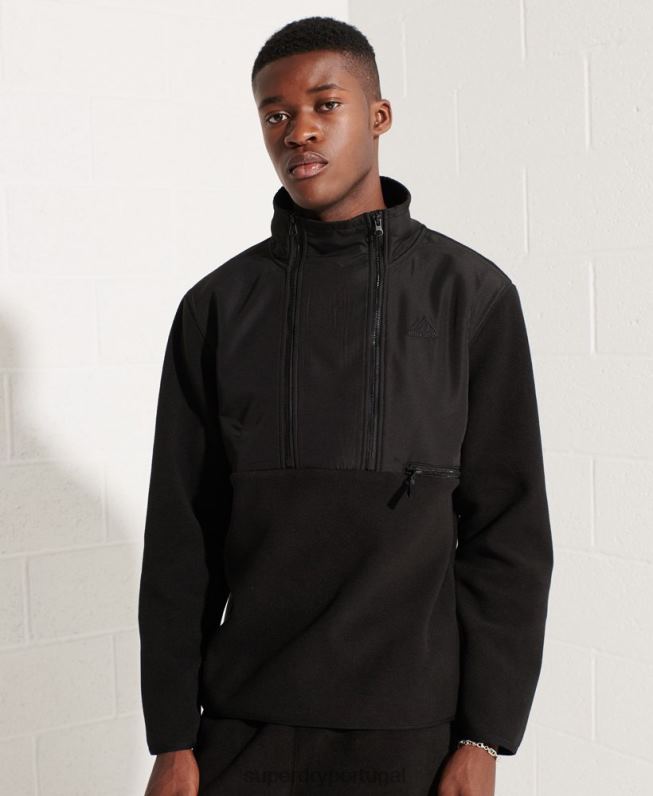jaqueta de lã esportiva de montanha com meio zíper homens preto roupas Superdry 2208H5132