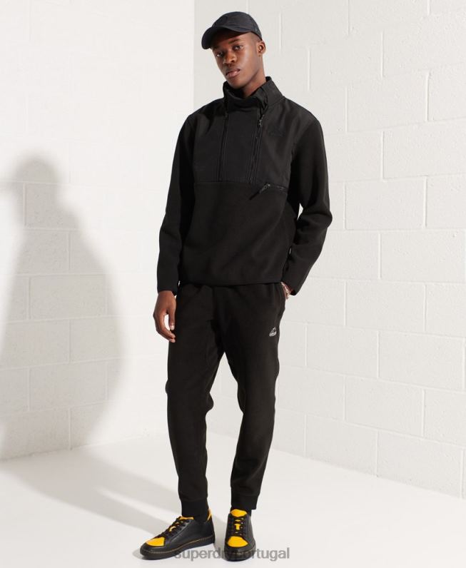 jaqueta de lã esportiva de montanha com meio zíper homens preto roupas Superdry 2208H5132