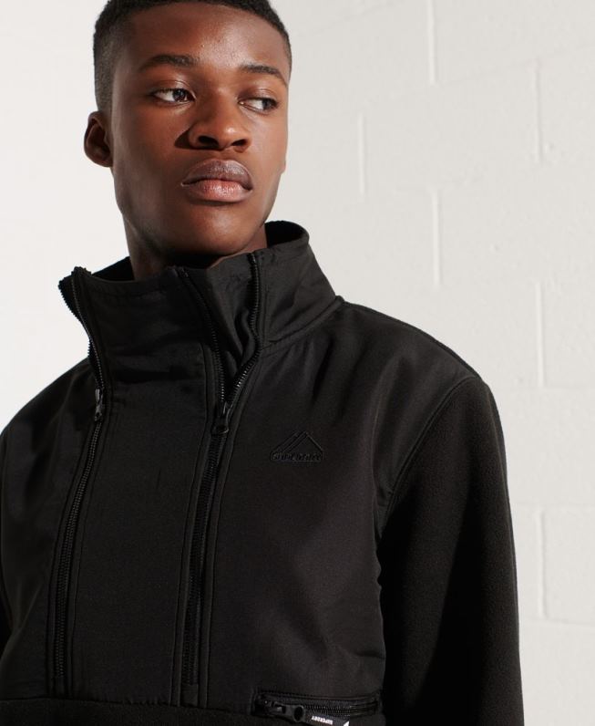 jaqueta de lã esportiva de montanha com meio zíper homens preto roupas Superdry 2208H5132