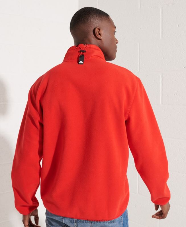 jaqueta de lã esportiva de montanha com meio zíper homens vermelho roupas Superdry 2208H5199