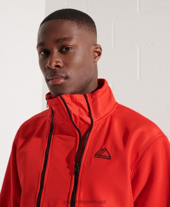 jaqueta de lã esportiva de montanha com meio zíper homens vermelho roupas Superdry 2208H5199
