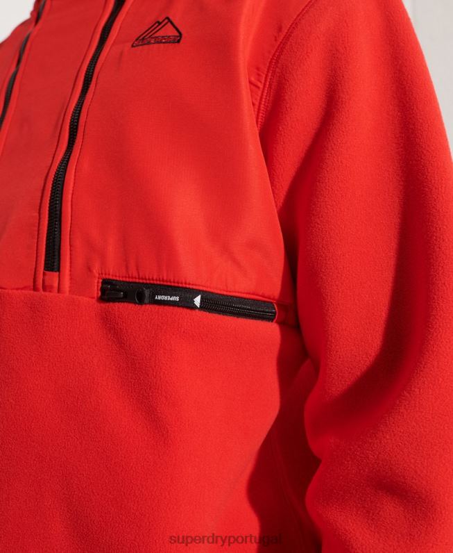 jaqueta de lã esportiva de montanha com meio zíper homens vermelho roupas Superdry 2208H5199