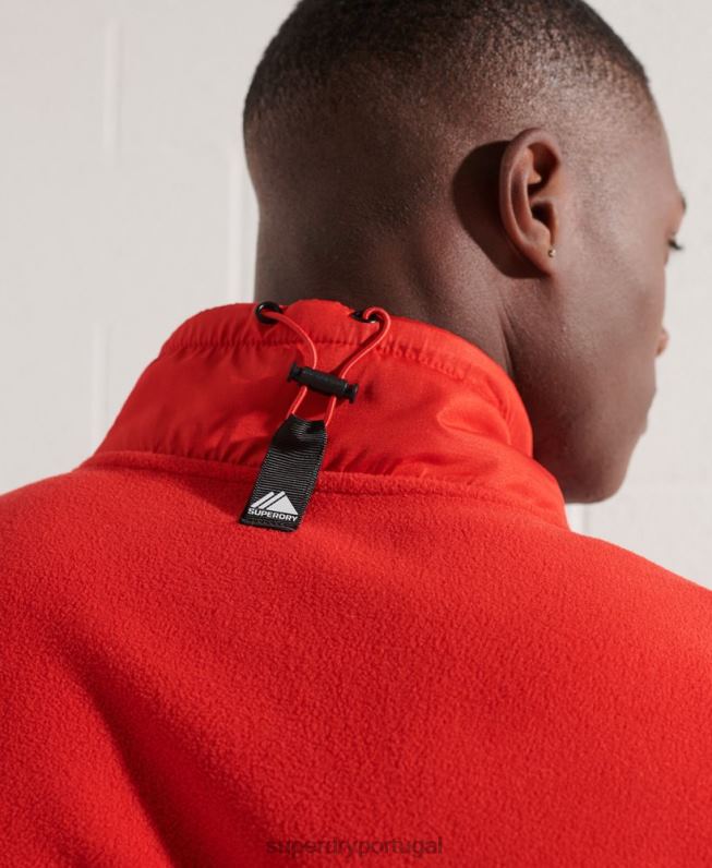 jaqueta de lã esportiva de montanha com meio zíper homens vermelho roupas Superdry 2208H5199