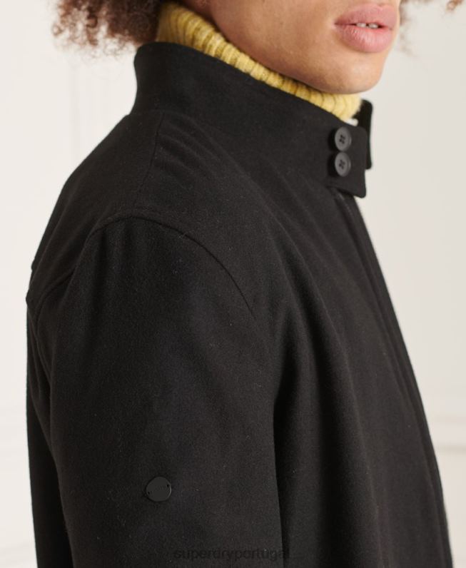 jaqueta de lã harrington studios homens preto roupas Superdry 2208H4672