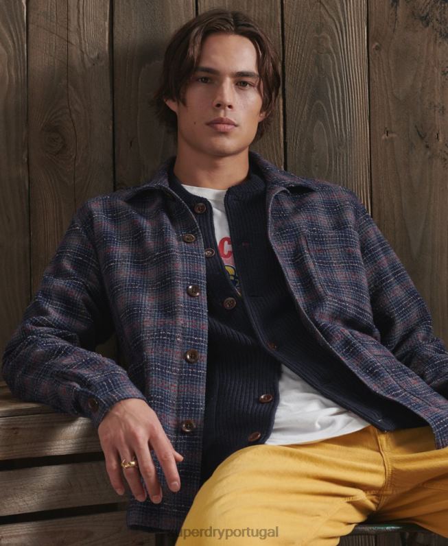 jaqueta de lã seca edição limitada homens azul roupas Superdry 2208H4761