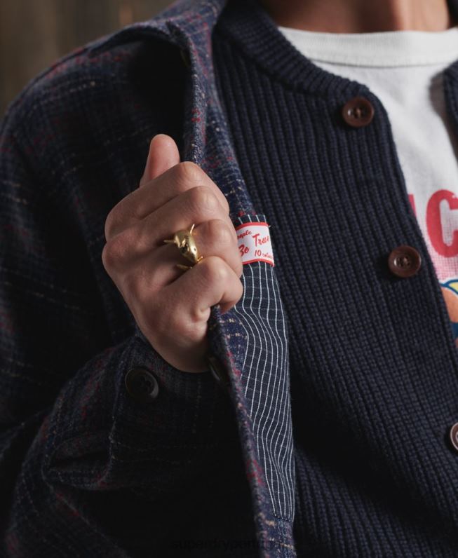 jaqueta de lã seca edição limitada homens azul roupas Superdry 2208H4761