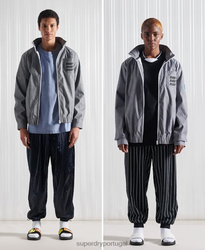 jaqueta de listras de cambraia sdx edição limitada homens azul roupas Superdry 2208H4767