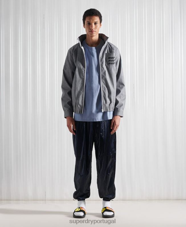jaqueta de listras de cambraia sdx edição limitada homens azul roupas Superdry 2208H4767