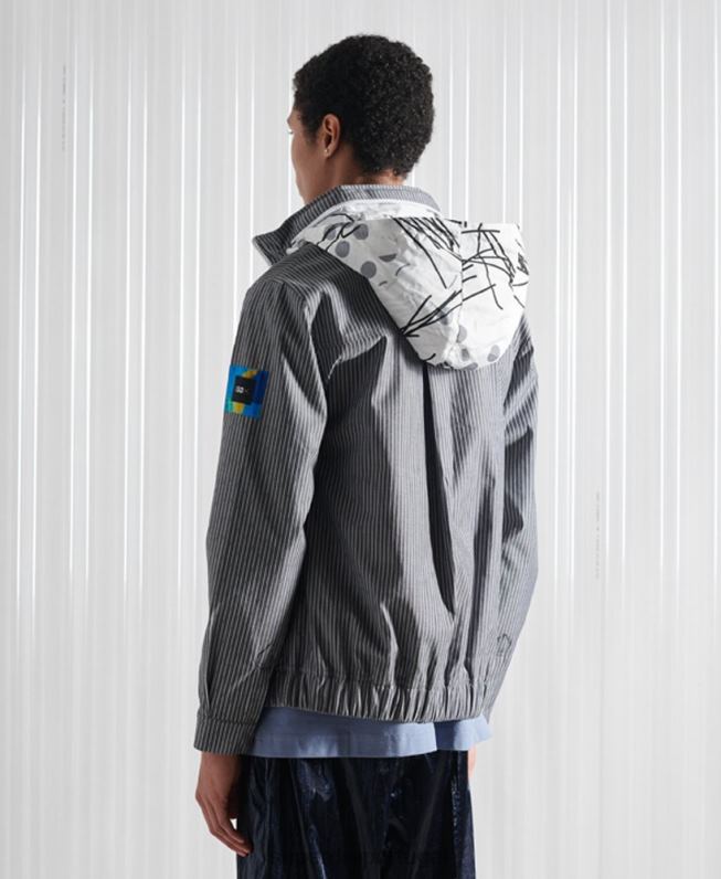 jaqueta de listras de cambraia sdx edição limitada homens azul roupas Superdry 2208H4767