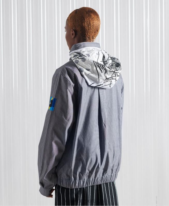 jaqueta de listras de cambraia sdx edição limitada homens azul roupas Superdry 2208H4767