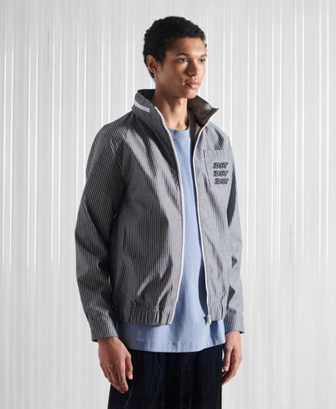 jaqueta de listras de cambraia sdx edição limitada homens azul roupas Superdry 2208H4767