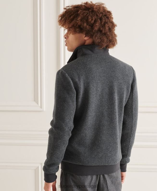 jaqueta de malha acolchoada studios homens cinza escuro roupas Superdry 2208H1039