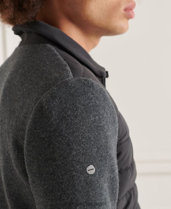 jaqueta de malha acolchoada studios homens cinza escuro roupas Superdry 2208H1039