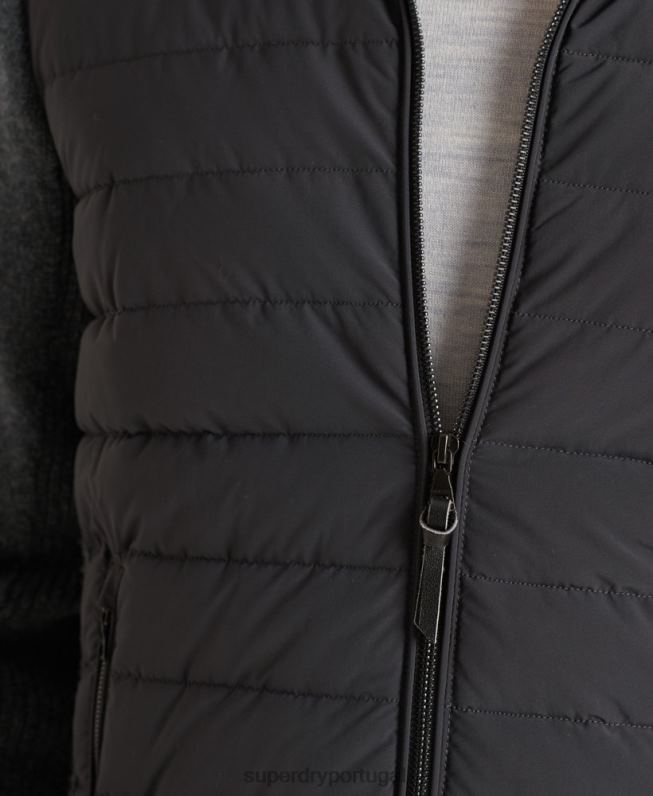 jaqueta de malha acolchoada studios homens cinza escuro roupas Superdry 2208H1039