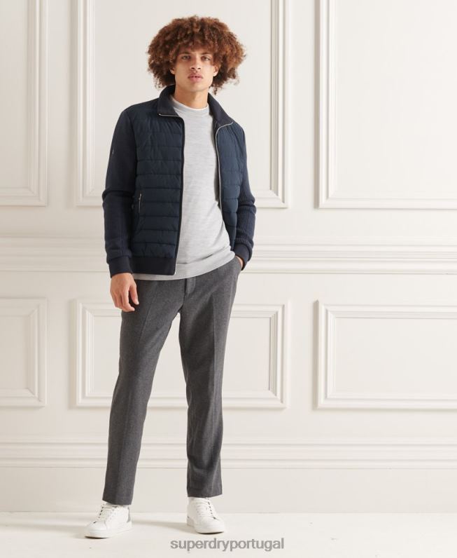 jaqueta de malha acolchoada studios homens marinha roupas Superdry 2208H1034