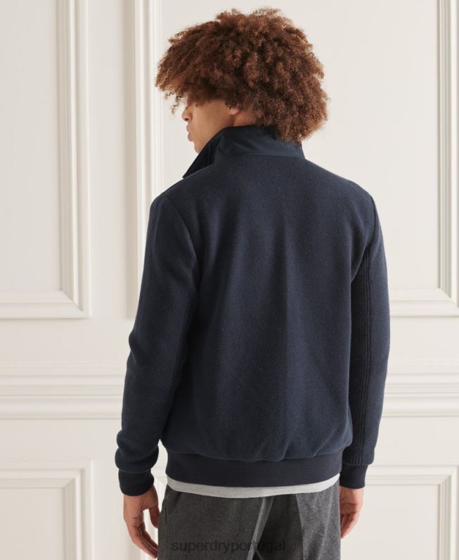 jaqueta de malha acolchoada studios homens marinha roupas Superdry 2208H1034