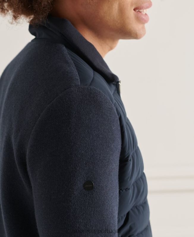 jaqueta de malha acolchoada studios homens marinha roupas Superdry 2208H1034