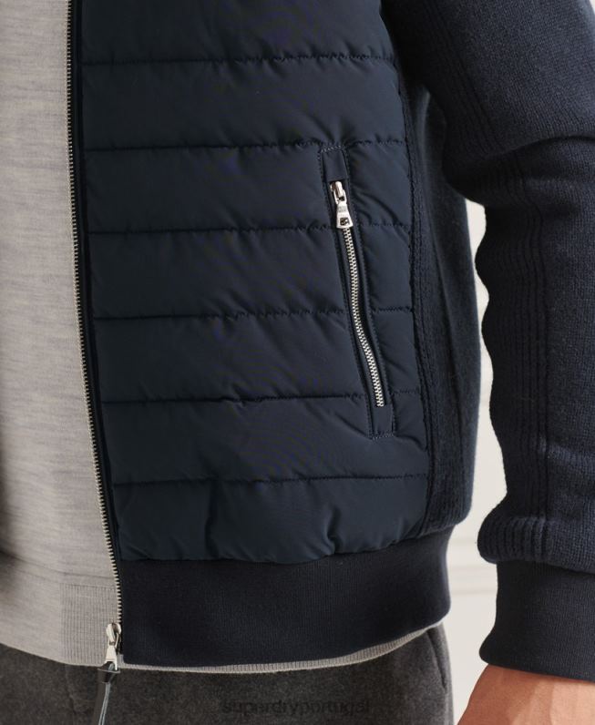 jaqueta de malha acolchoada studios homens marinha roupas Superdry 2208H1034