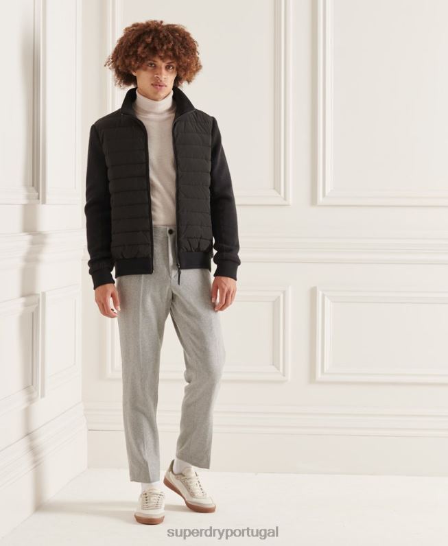 jaqueta de malha acolchoada studios homens preto roupas Superdry 2208H1125