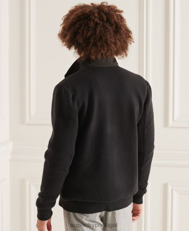 jaqueta de malha acolchoada studios homens preto roupas Superdry 2208H1125