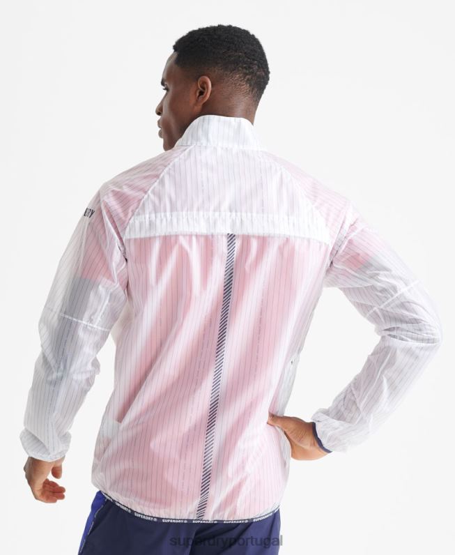 jaqueta de membrana de corrida homens branco roupas Superdry 2208H4661